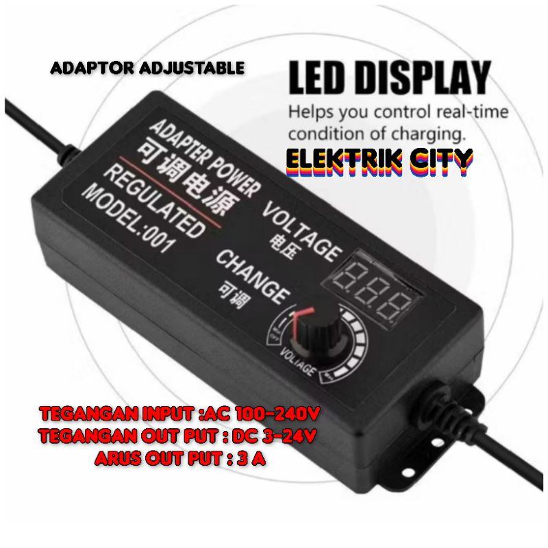 Jual Adaptor Adjustable 3-24v DC 2A 3A 4A Power Supply Adapter ...