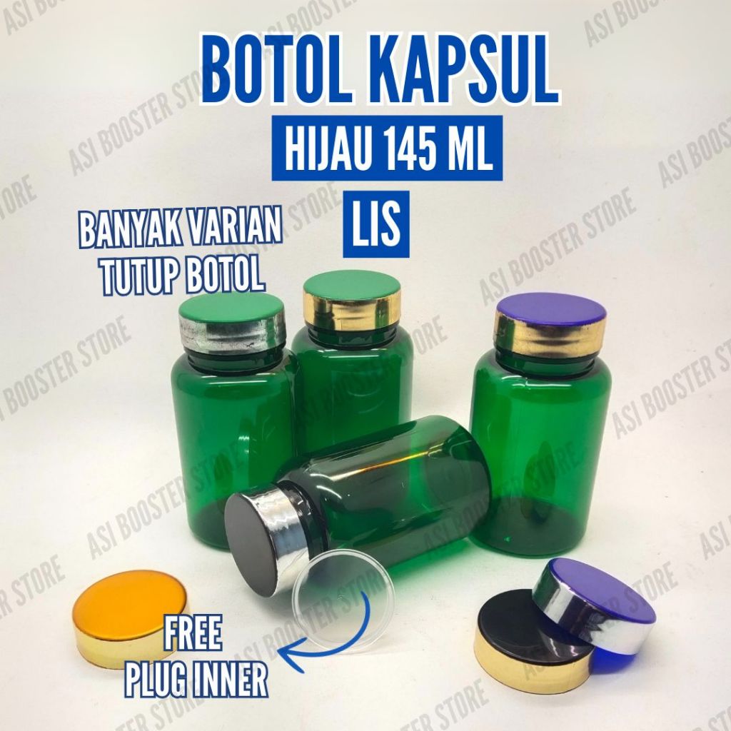 Jual BOTOL KAPSUL 145ML HIJAU LIS SILVER + PLUG INNER | Shopee Indonesia