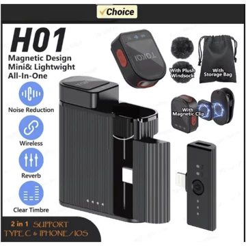 SMARTCOM Q8 Wireless Clip On Mic Microphone Dual Mikrofon Wireless Mikrofon Hp Lavalier