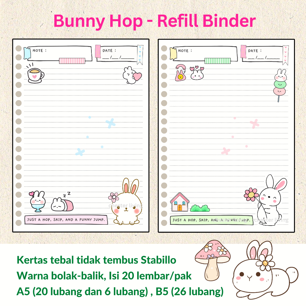 Jual Bunny Hop - Loose leaf A5 B5 | Isi Kertas File Refill Map Binder ...