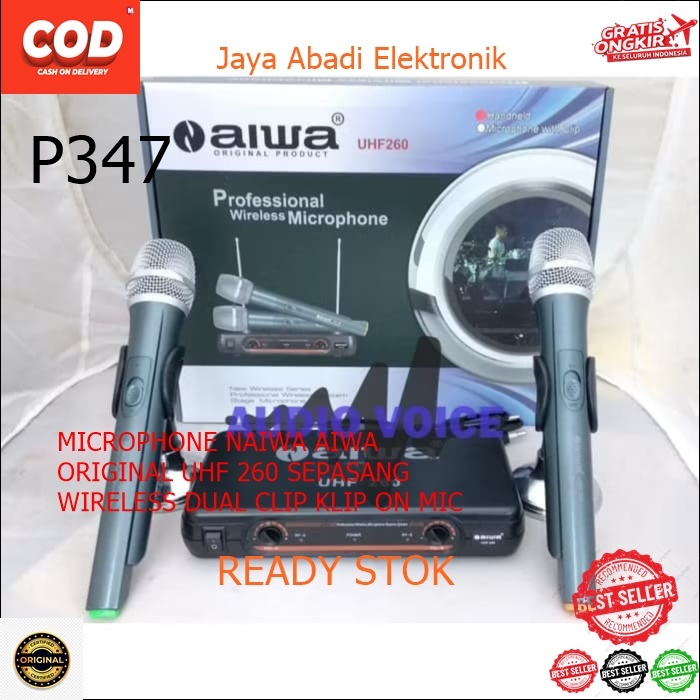 Jual P347 MICROPHONE NAIWA AIWA ORIGINAL UHF 260 SEPASANG WIRELESS DUAL ...
