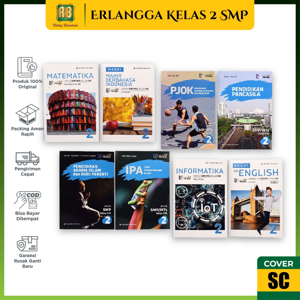 Jual Buku Pelajaran SMP Kelas 8 VIII Penerbit Erlangga Kurikulum 
