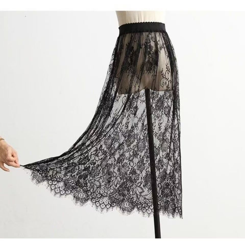 Jual Rok Layer Korean Brokat Hitam Dalam Renda Tulle Panjang Ukuran ...