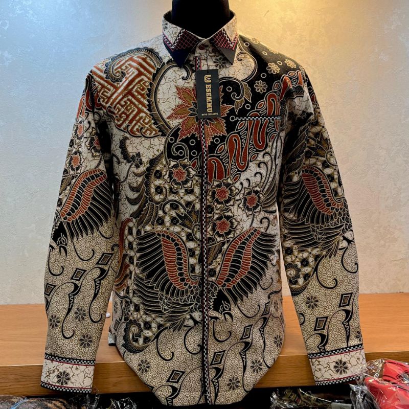 Jual KEMEJA BATIK PRIA LENGAN PANJANG BAHAN DOBBY PREMIUM COMBINASI ...