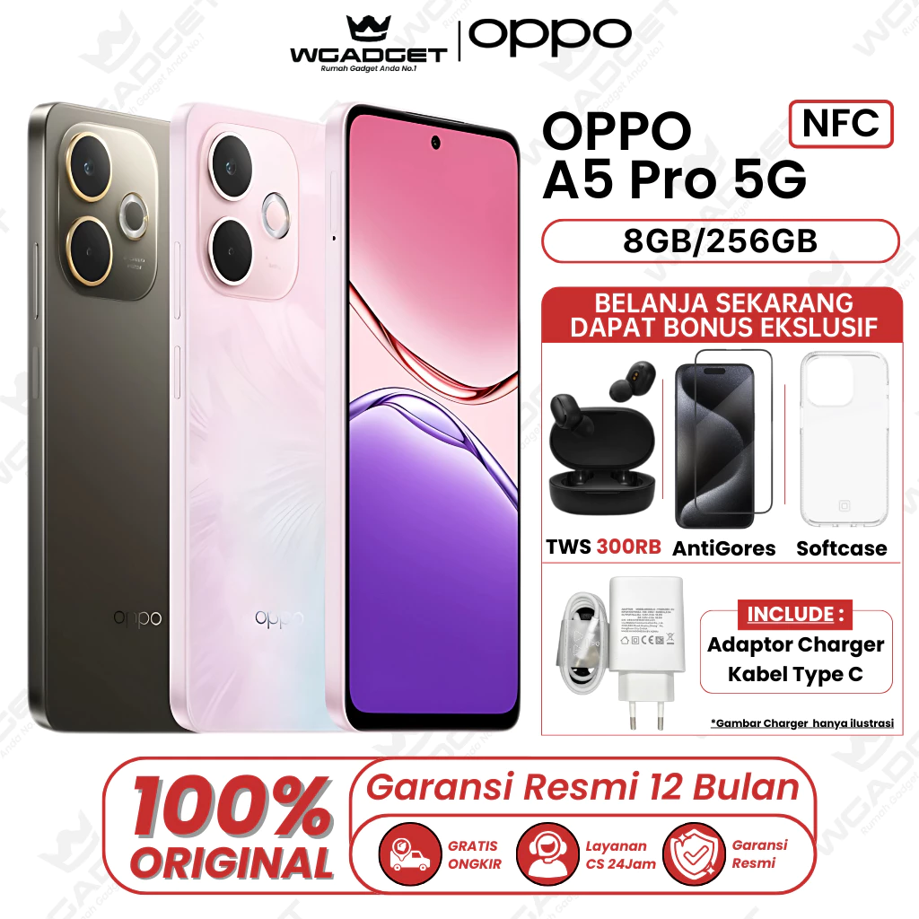 OPPO A5 PRO 5G 8/256GB | 4G 8/256GB & 8/128GB Garansi Resmi OPPO 1 Tahun
