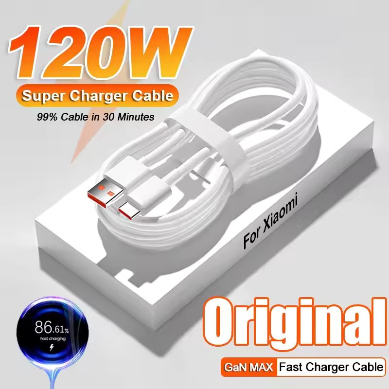 Jual (TURBO CHARGE 120W) USB 120W 6A Xiaomi USB Type C For Redmi
