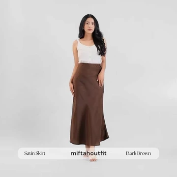 Rok Satin Reine 90CM Satin Long Skirt Rok Satin Panjang S Sampai 3XL