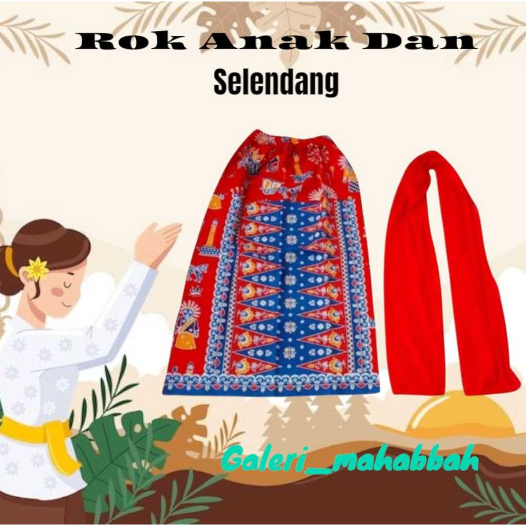Jual Rok Ondel Anak dan Dewasa Plus Selendang Tari Motif Ondel Ondel ...