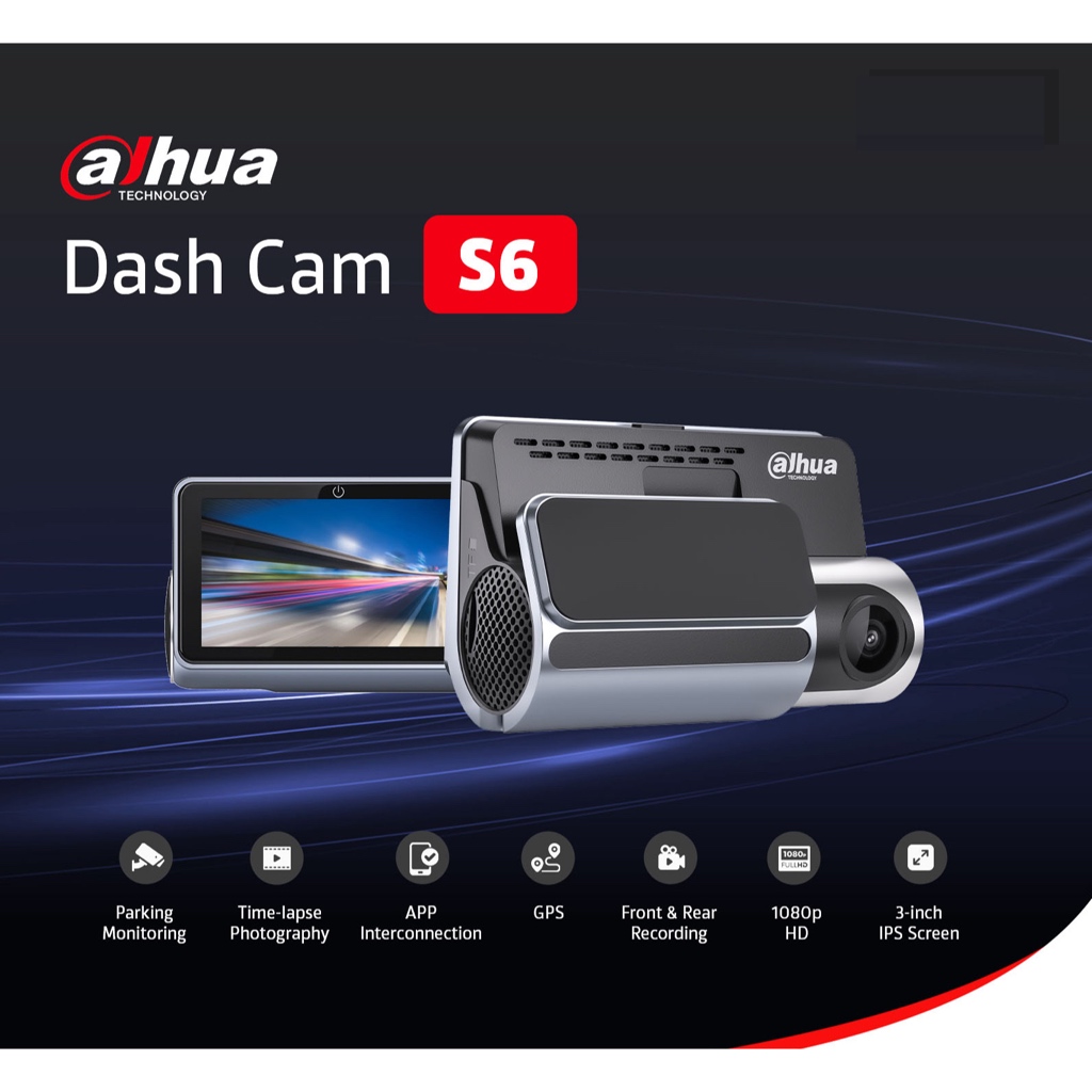 Jual Dahua DashCam S6 Car Dvr 1080p Dual Front & Rear Cameras 3-inch ...