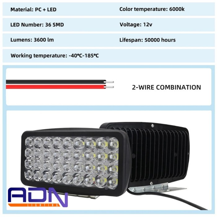 Jual ADN Lampu SOROT 36 MATA SLIM LASERGUN Work Light Kerja Mobil Motor ...