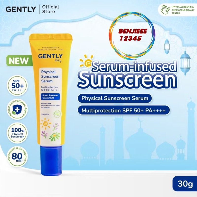 Jual GENTLY Baby Physical Sunscreen serum bayi anak 30gr SPF 50 PA ...