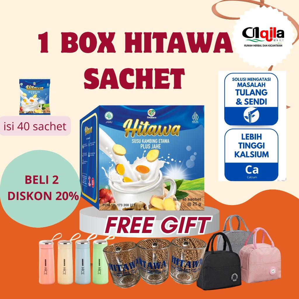Jual HITAWA Sachet 1 Box isi 40 sachet Susu Etawa Jahe Baik untuk Nyeri ...