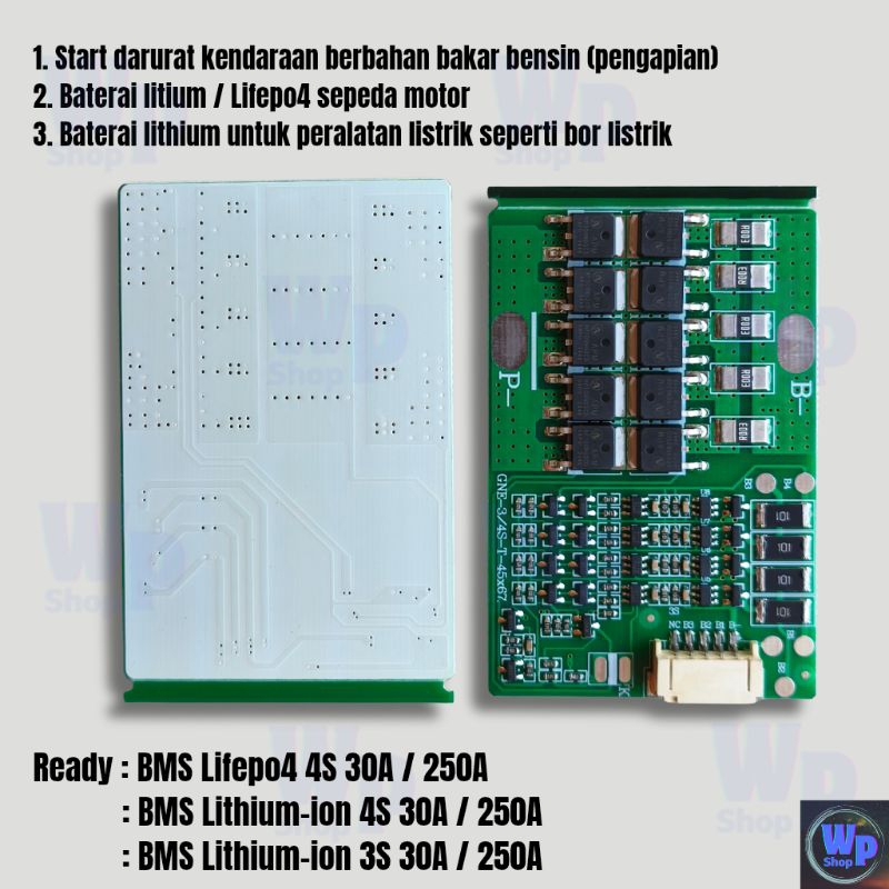 Jual BMS Lifepo4 4s 12v 30a Peak 250a BMS Untuk Starter Motor BMS 250A ...