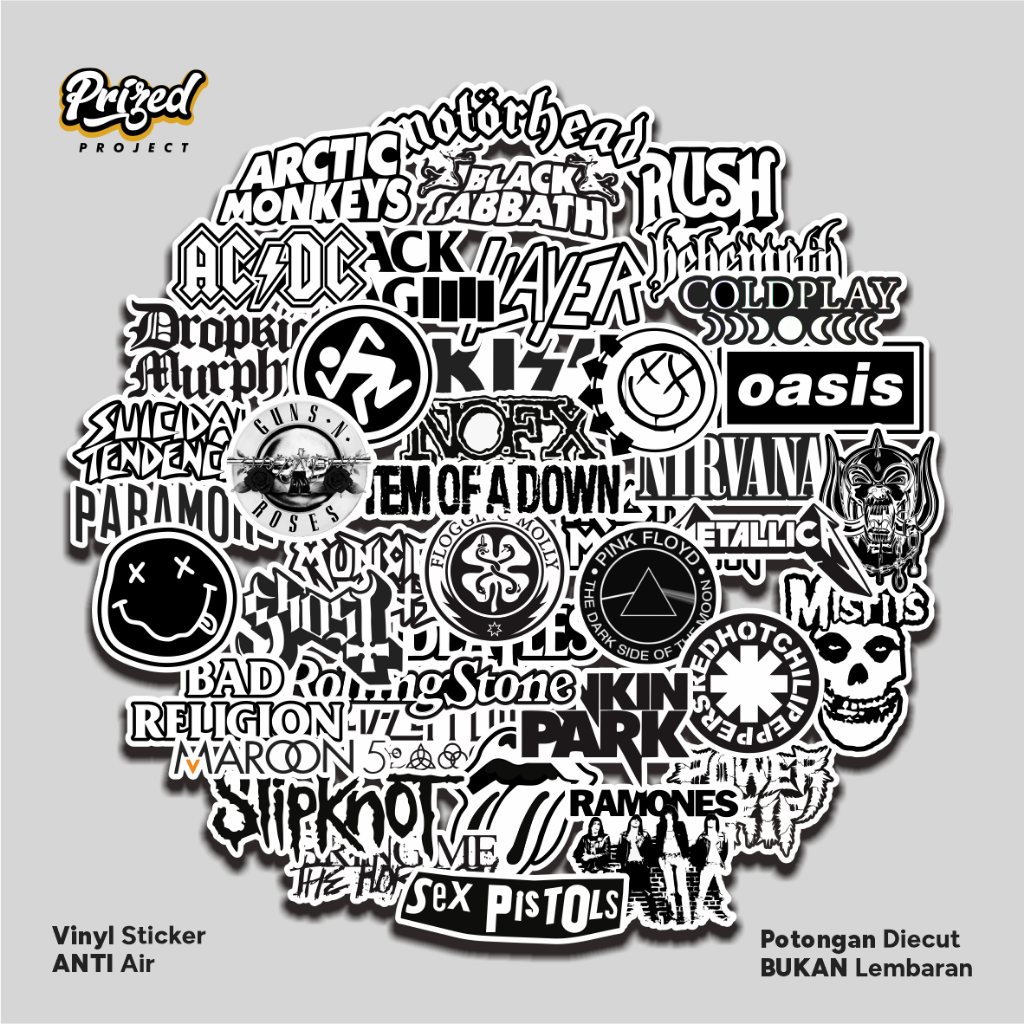 Jual Stiker Band Pack Black White Music Tumblr Koper Hp Sticker Vinyl ...