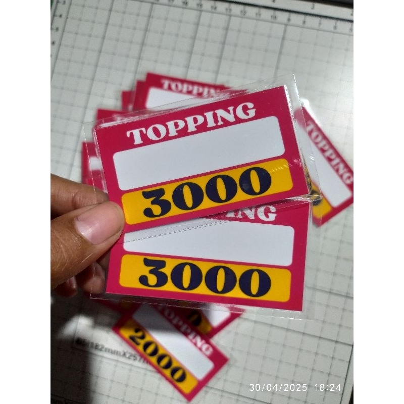 Jual (20pcs) V2 Sticker Vinyl Harga Toping Seblak Anti Air label harga ...