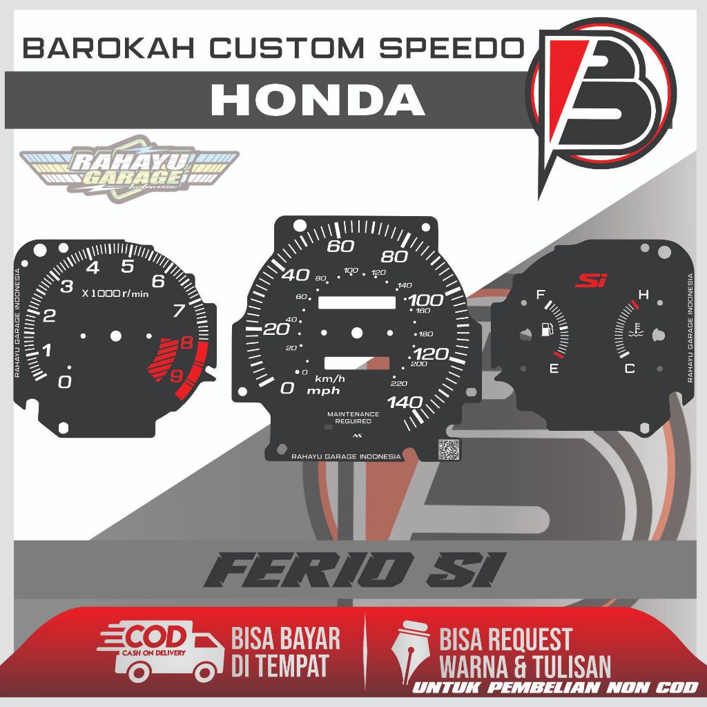 Jual PAPAN SPEEDOMETER CUSTOM HONDA FERIO SI,FERIO SIR,MUGEN,SPOON,TYPE ...