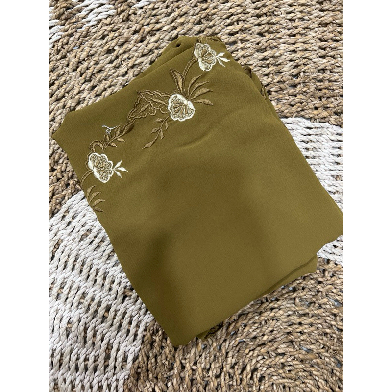 Khimar Syari Full Bordir Sekeliling Kerudung Syari Ceruty Babydoll Bordir Hijab Syari Bordir JNS