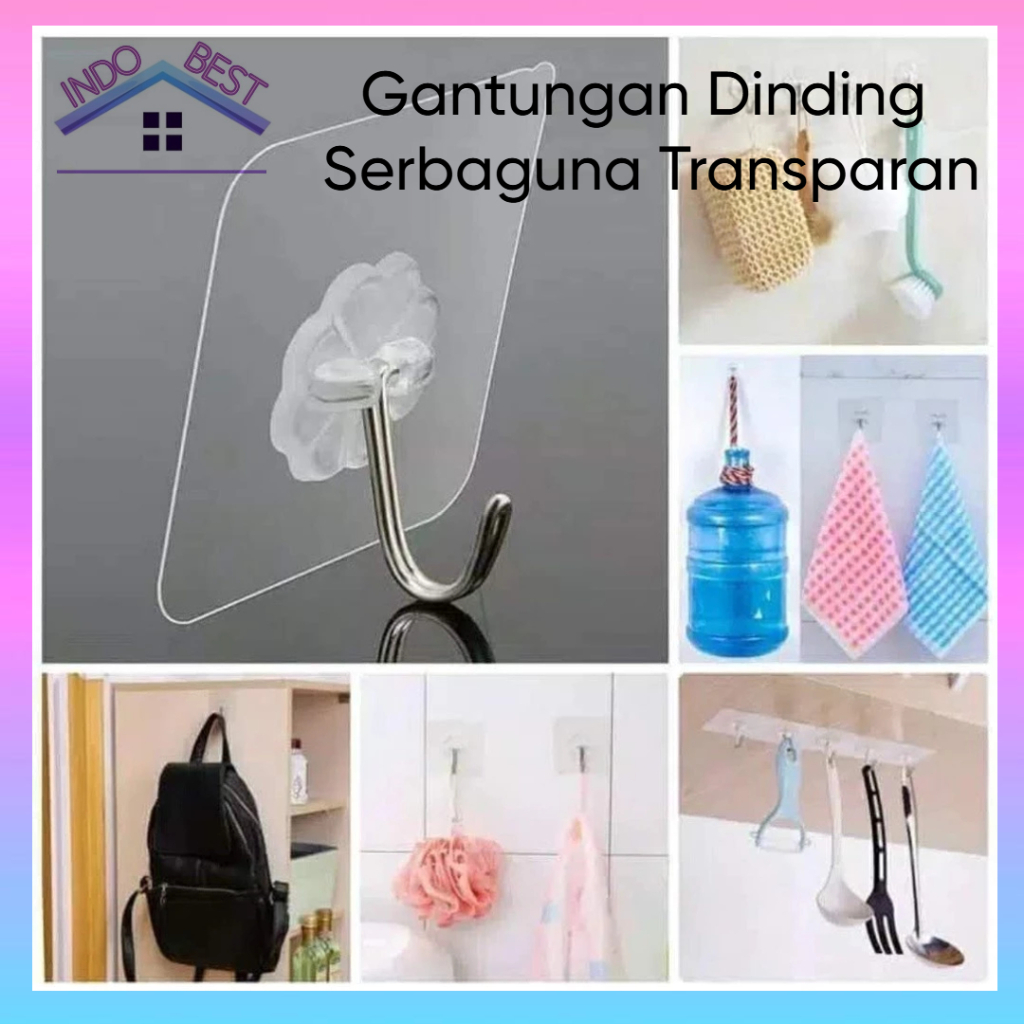 Jual Indoboss | Gantungan Dinding Serbaguna Transparan Tempel Tembok ...