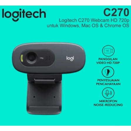 Jual LOGITECH C270 HD WEBCAM HD 720P 30FPS HD WEBCAM ORIGINAL GARANSI ...