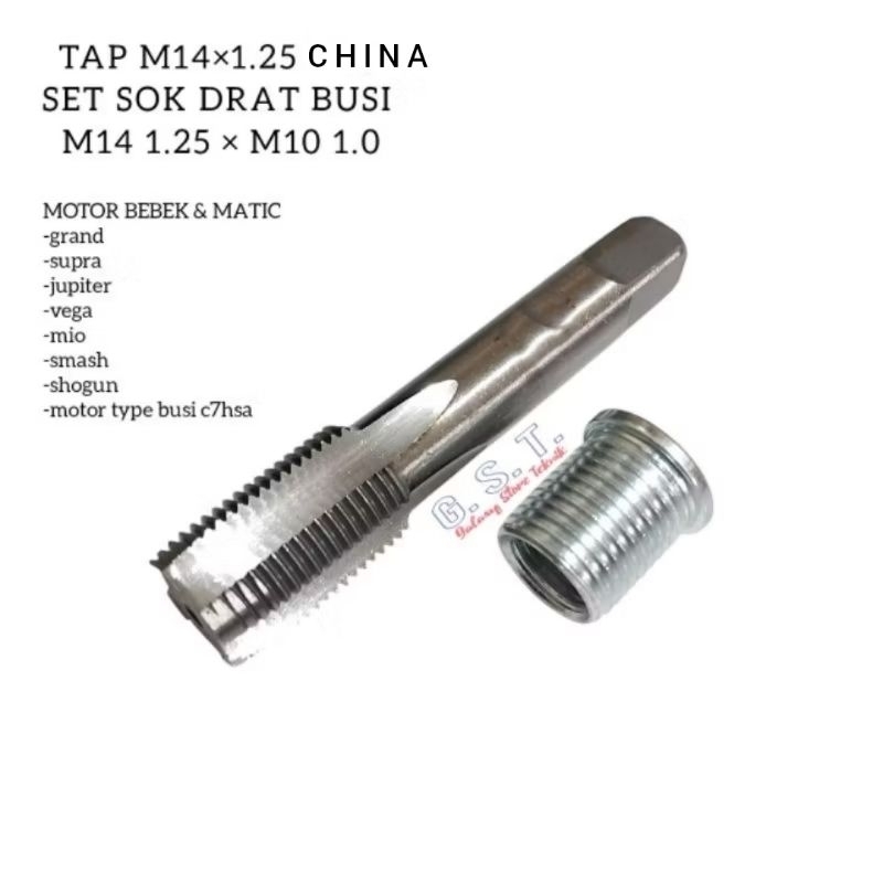 Jual paket tap m14×1.25 set sok drat m14×m10 verbos drat busi bebek ...
