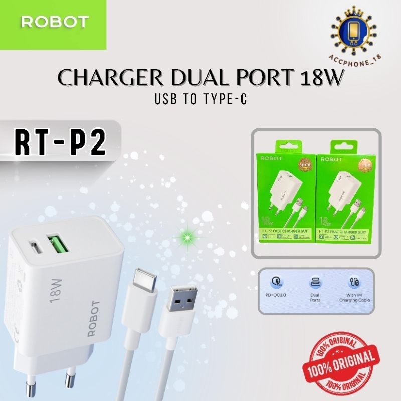 Jual ROBOT RT-P2 FAST CHARGER SUIT Safe And Fast Charging 18W With Data ...