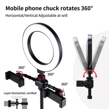 Paket Tripod 2 Holder Phone HP Smartphone Mobile Phone Beauty Stand Lampu Selfie LED RingtLight