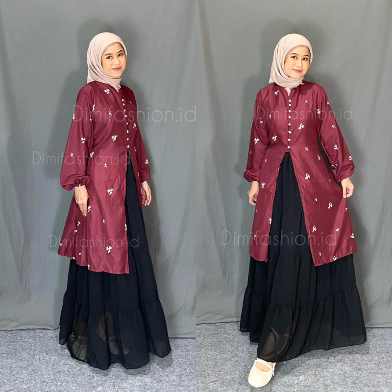 Jual Dimifashion.id RESIA ONE SET(tunik +rok ceruty+hijab square ...