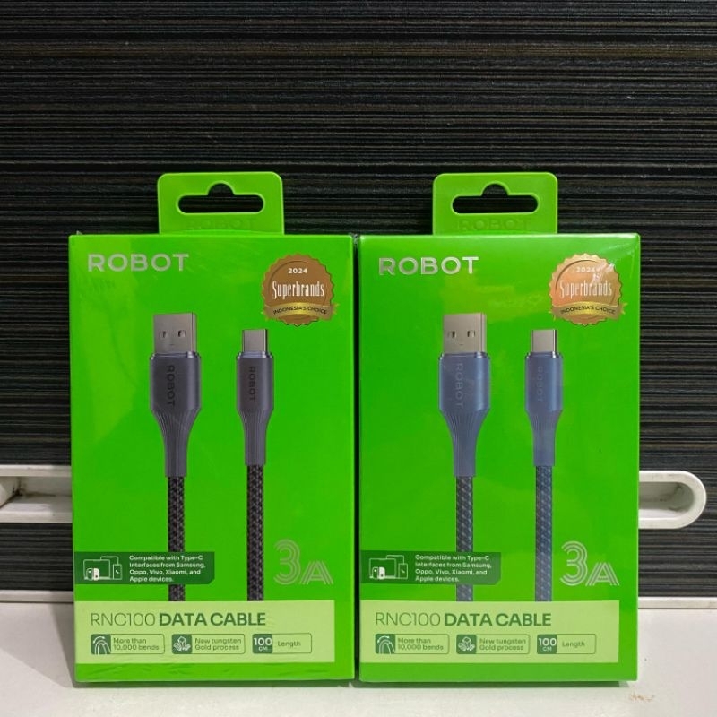 Jual ROBOT RNC100 DATA CABLE USB-A To Type-C 3A 100Cm | Shopee Indonesia