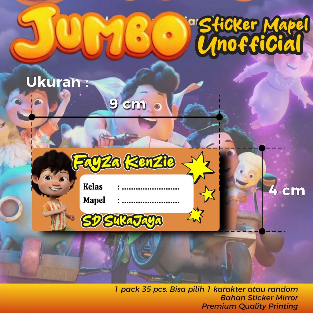 Jual STICKER NAMA MAPEL SEKOLAH 35 PCS KARAKTER FILM ANIMASI JUMBO 2025 ...