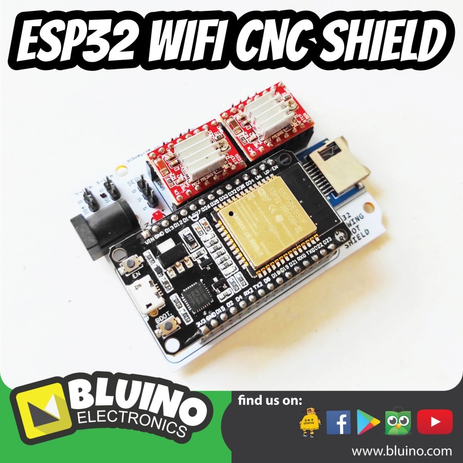 Jual ESP32 Wifi CNC Shield Axis XY MicroSD - Drawing Robot Plotter Pen ...