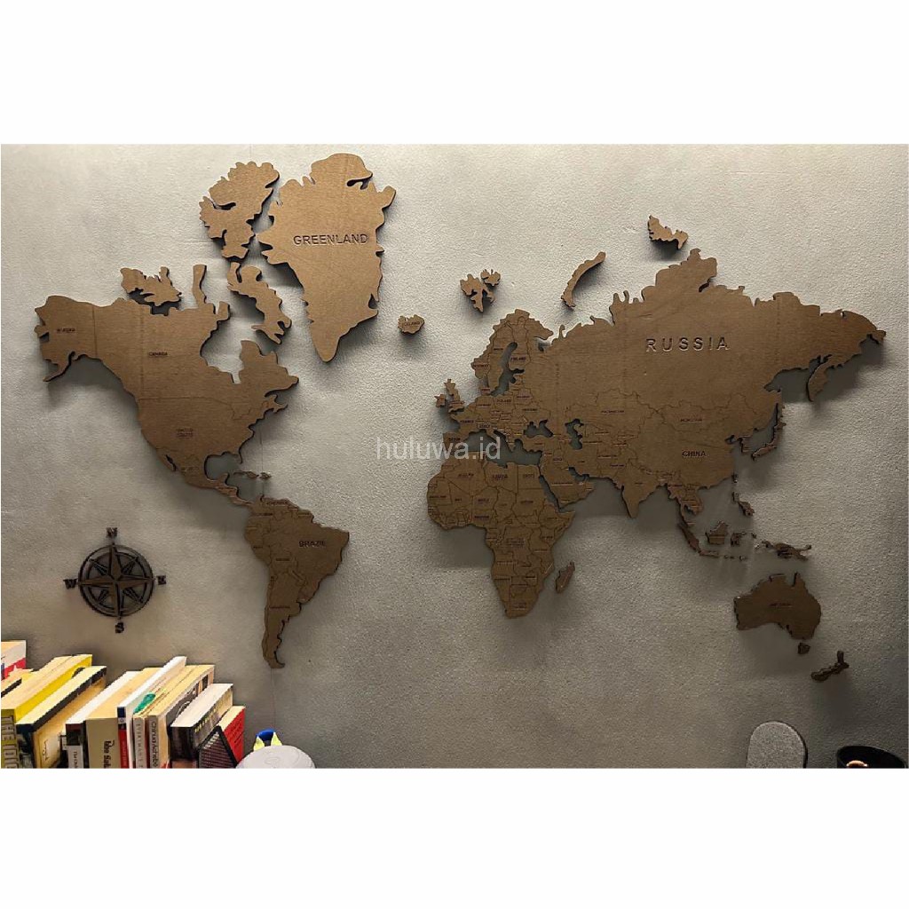 Jual Peta Dunia Kayu / Hiasan Dinding Peta / World Maps / Wooden World ...