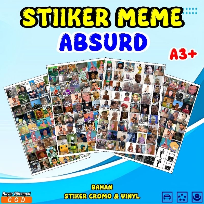 Jual Sticker meme absurd,stiker meme muka,stiker kata kata lucu ...