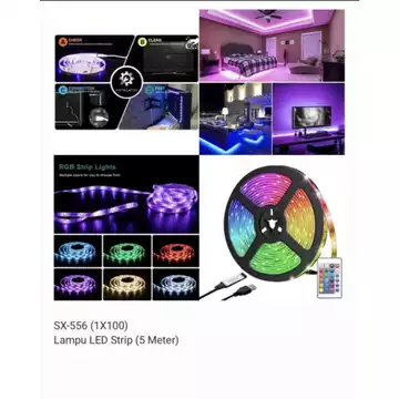 Lampu Led Strip Rgb Remote Warna Warni 5 Meter Anti Air Free Adaptor 2835 10