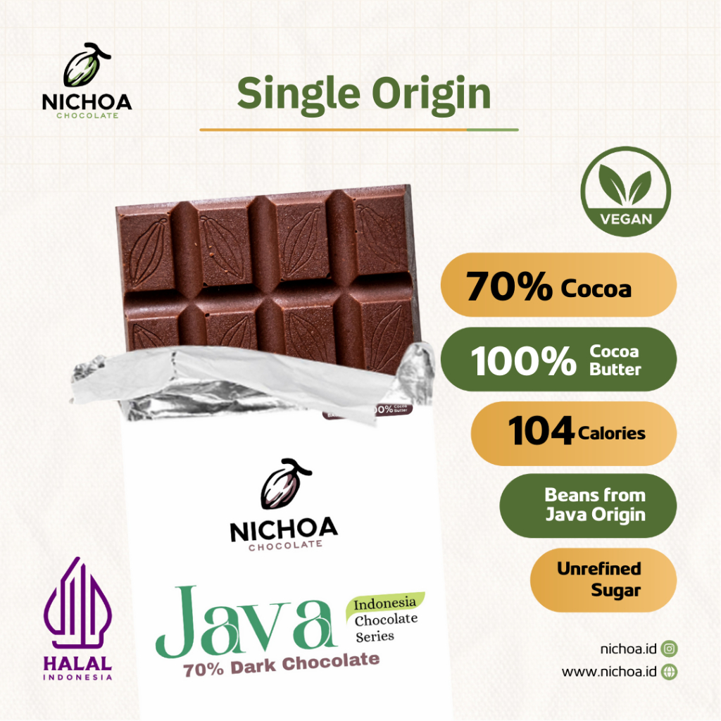 Jual Nichoa Dark Coklat - Dark Chocolate 60% Java Single Origin Coklat ...