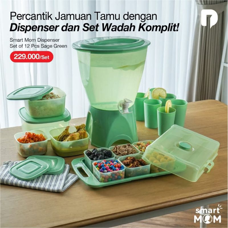 Jual smart mom dispenser set of 12 pcs sage green #dispenser air 8 L ...