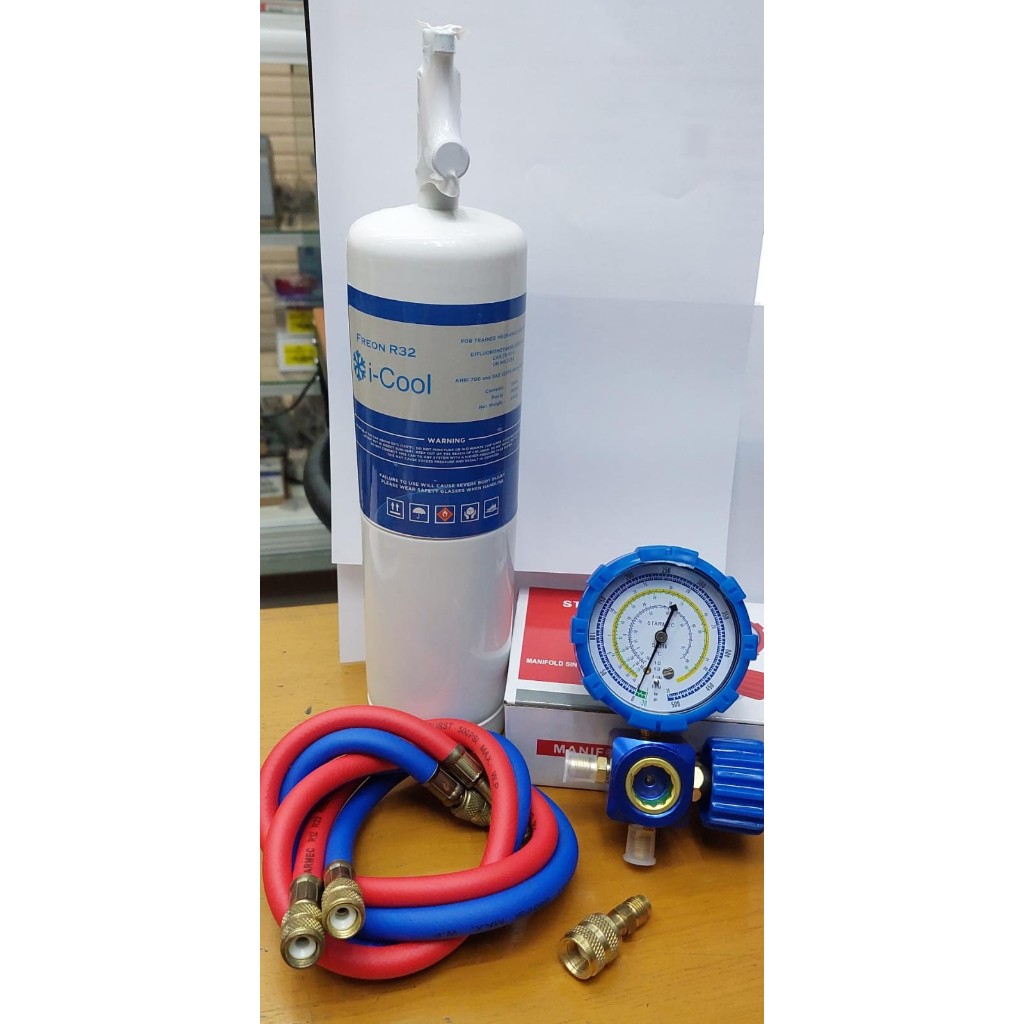 Jual PAKETAN PREON R32 AC MANIFOLD SINGLE R32 + SELANG R22 + ADAPTOR ...
