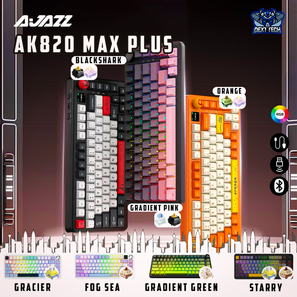 Jual Ajazz AK820 MAX PLUS Wireless Mechanical Keyboard with TFT Color ...