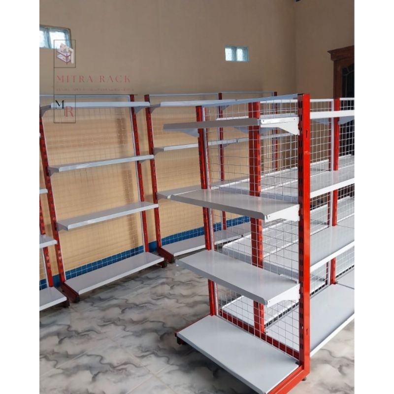 Jual Rak Gondola/Rak Minimarket/ Rak Toko/Rak Rakit Besi (4 Selving ...