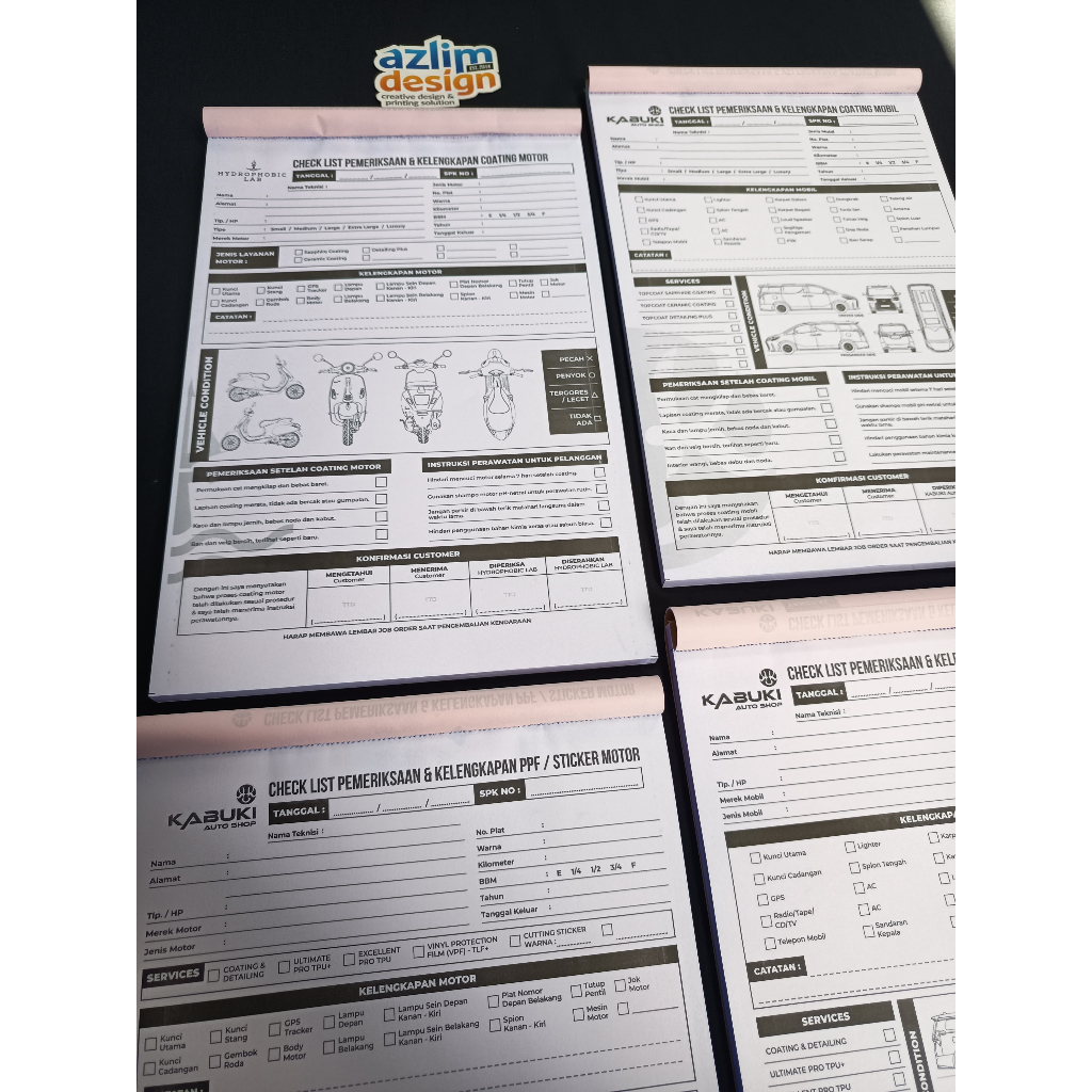 Jual Cetak Check List Rental Mobil, Ceklist Bengkel, Form, Nota Full ...