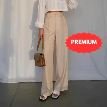 FEFE Celana Highwaist Loose Pants Trousers Celana Wanita Anti Kusut Kulot JUMBO Polyester