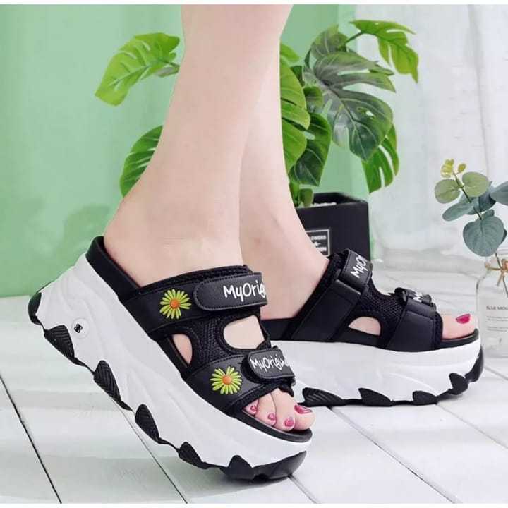 Jual Sendal Wedges Anak Perempuan Kekinian Motif Bunga Size 30-40 ...