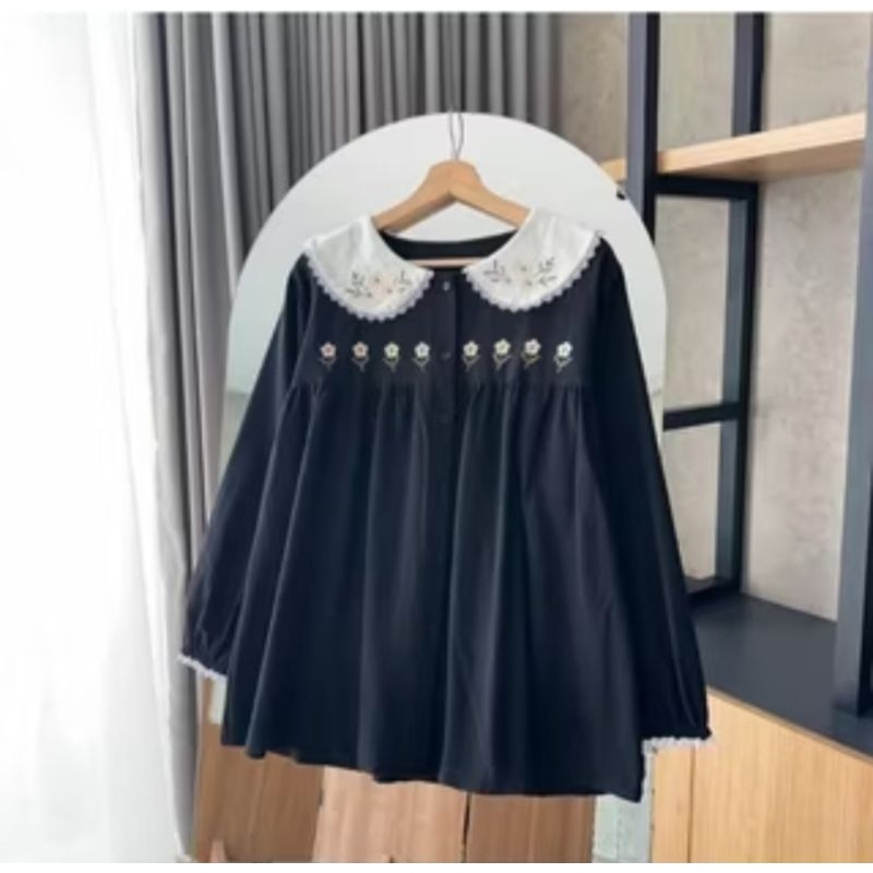 Jual GHAVI Blouse Atasan Bordil Renda Bahan Rayon Tuwil Lengan Karet ...
