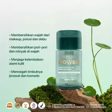 NPURE Acne Power Clear Micellar Water 100ml Micellar No Alcohol SLS Free 100ml Travel Size