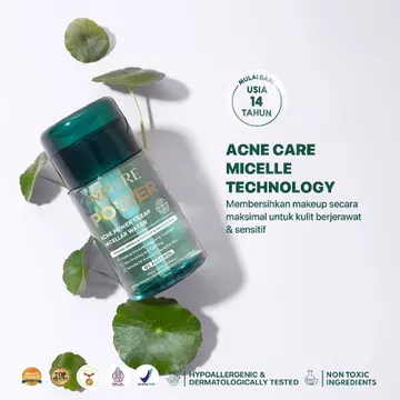 NPURE Acne Power Clear Micellar Water 100ml Micellar No Alcohol SLS Free 100ml Travel Size