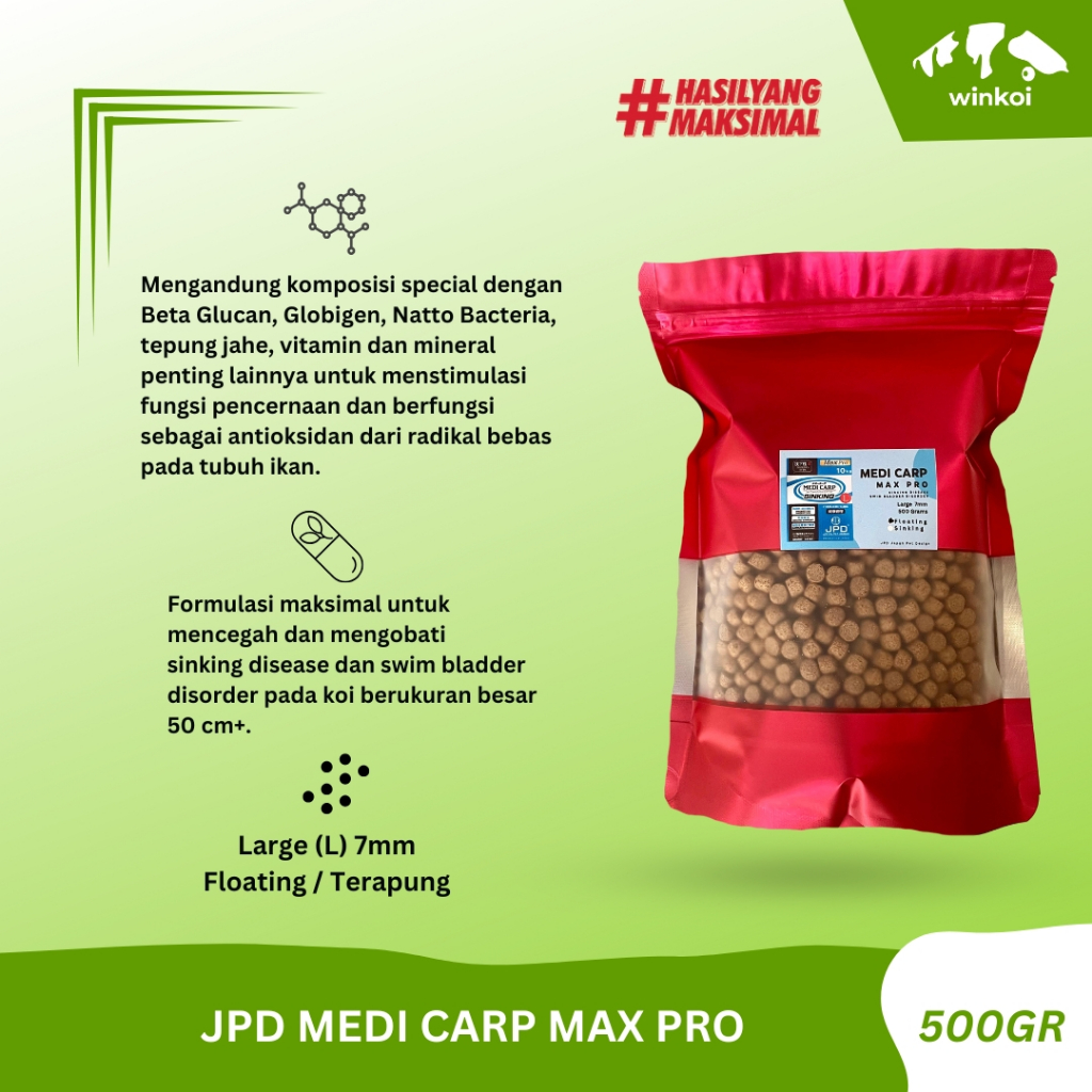 Jual JPD Medi Carp Max Pro 500GR Size L Medicarp Sinking Disease Swim ...