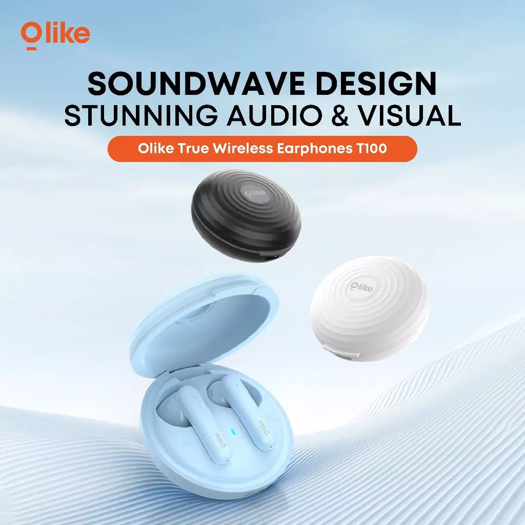 OLIKE TWS T100 Earphone In Ear Headset HIFI Wireless Bluetooth 5.3 Stereo Bass MAX | 30 Jam Playing Time | IPX4 - Garansi 1 Tahun