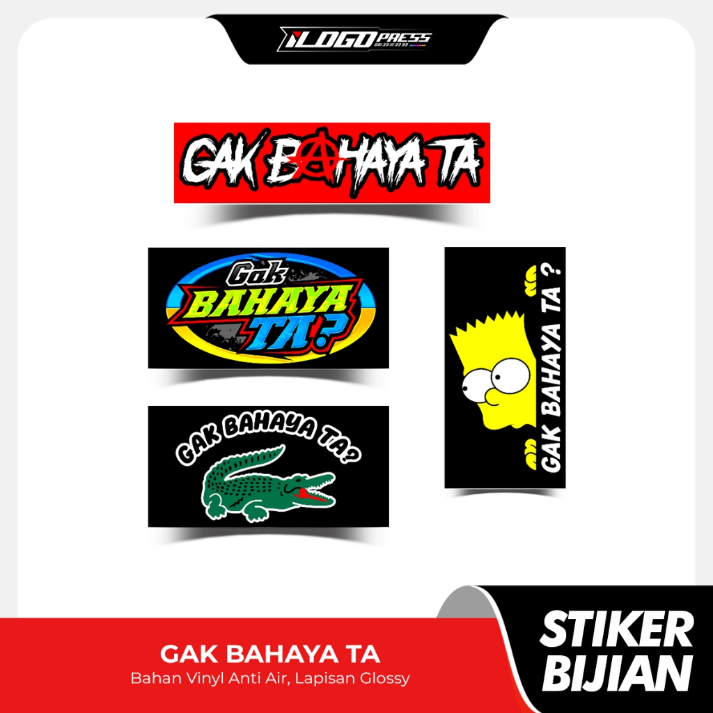 Jual Stiker Vinyl Premium Anti Air Glossy - GAK BAHAYA TA | Shopee ...
