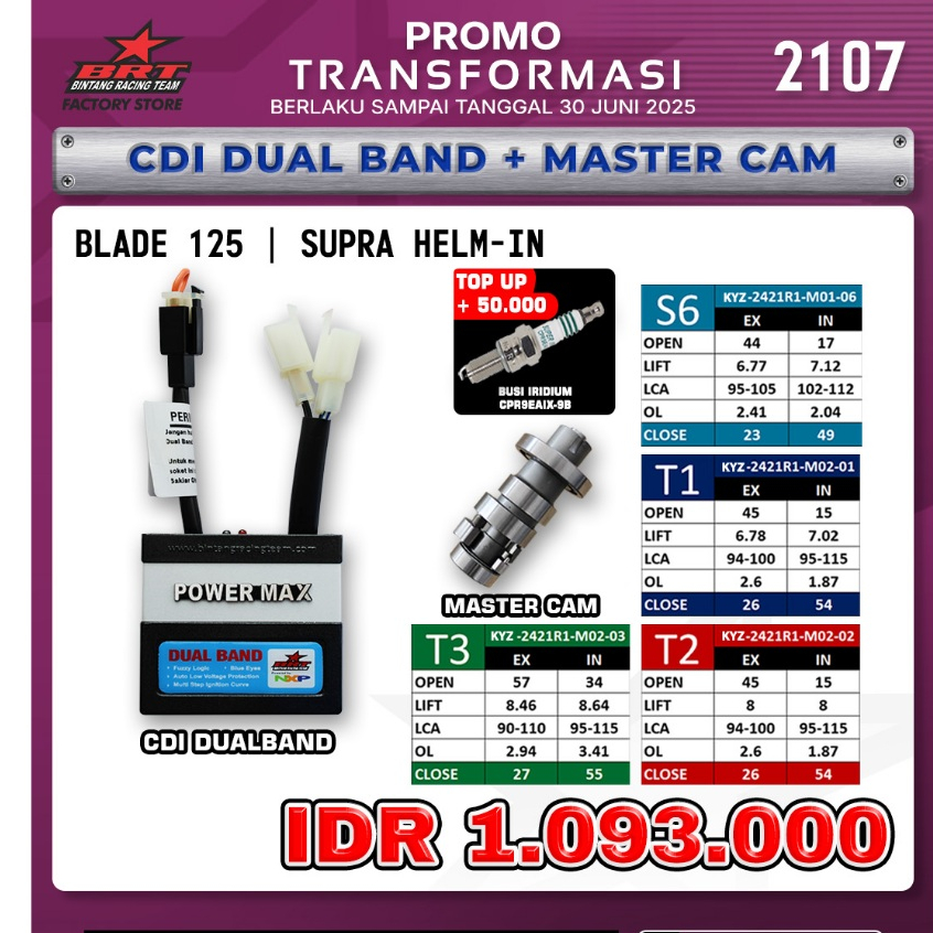 Jual CDI DUAL BAND+ MASTER CAM BRT/BLADE 125 /SUPRA HELM IN | Shopee ...