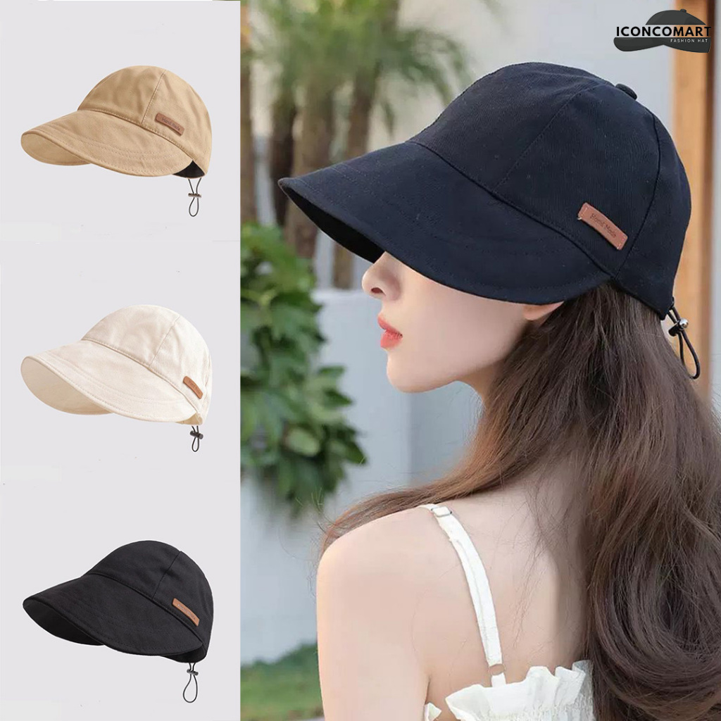 Jual ( Hand Made )Topi Wanita Korea Style Topi visor panjang Anti UV ...
