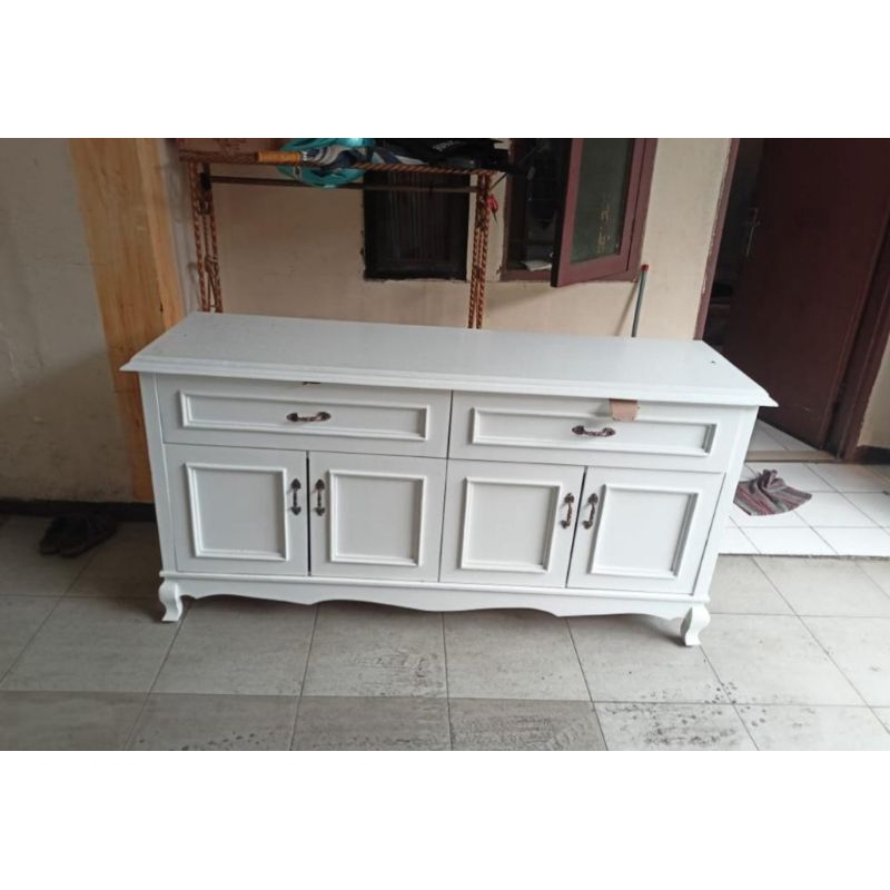 Jual MEJA TV INFORMA MINIMALIS DUCO PUTIH GLOSY | Shopee Indonesia
